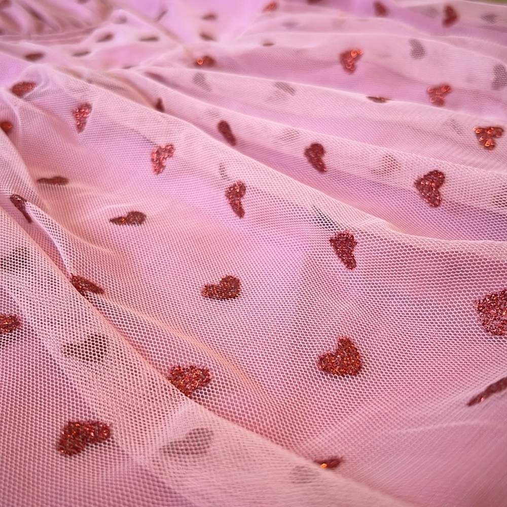 Betsy Johnson pink tulle dress w/ red sparkle hearts - NEW WITH TAGS - Picture 3 of 7